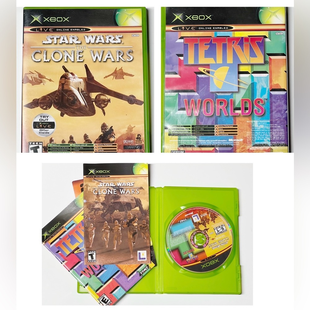 Star Wars The Clone Wars + Tetris Worlds (Original Xbox) CIB COMPLETE & TESTED